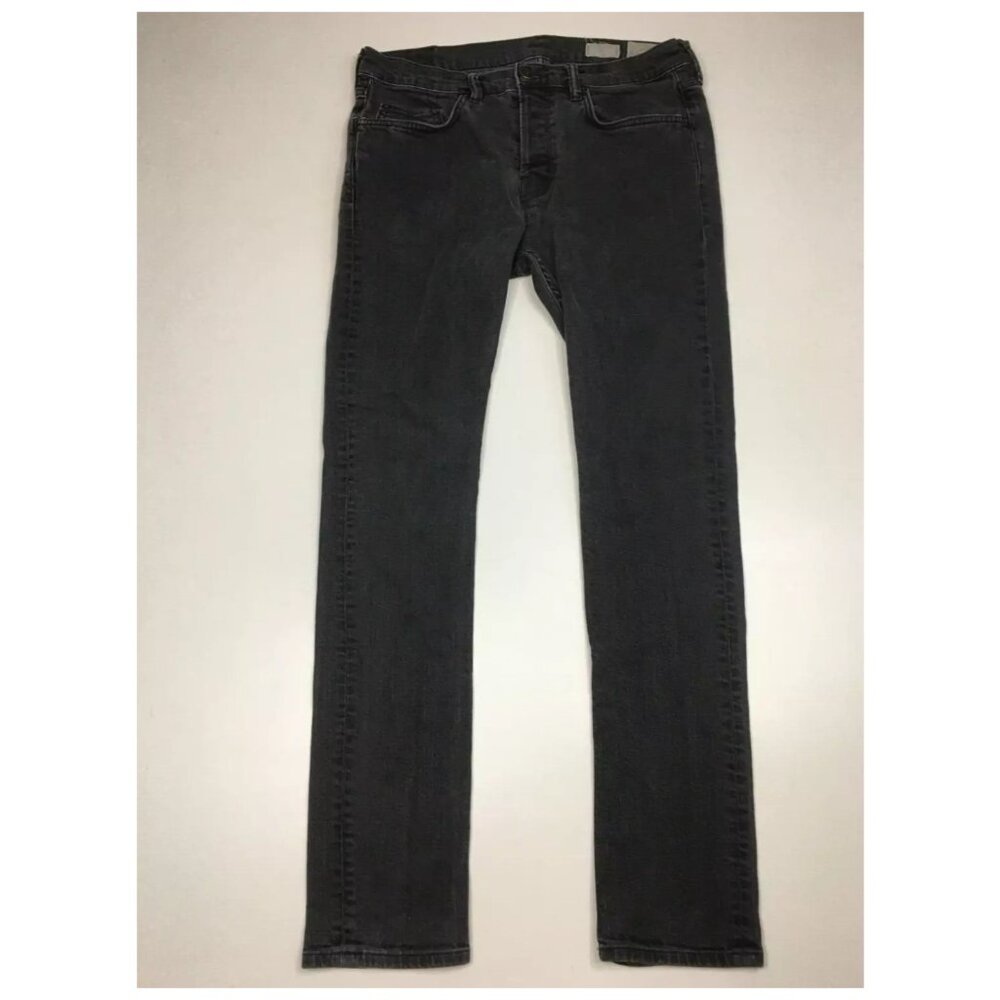 ALL SAINTS Dark Gray RAZOR Button Fly 5 pocket Logo Button Slim Fit Skinny Jeans
